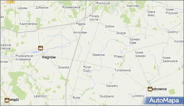 mapa Sławków gmina Regnów, Sławków gmina Regnów na mapie Targeo
