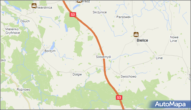 mapa Sobiemyśl, Sobiemyśl na mapie Targeo