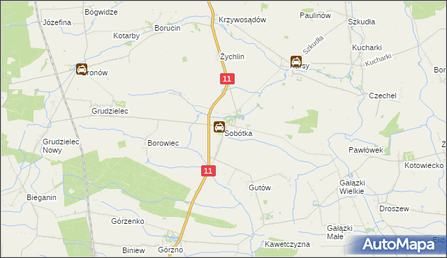 mapa Sobótka gmina Ostrów Wielkopolski, Sobótka gmina Ostrów Wielkopolski na mapie Targeo