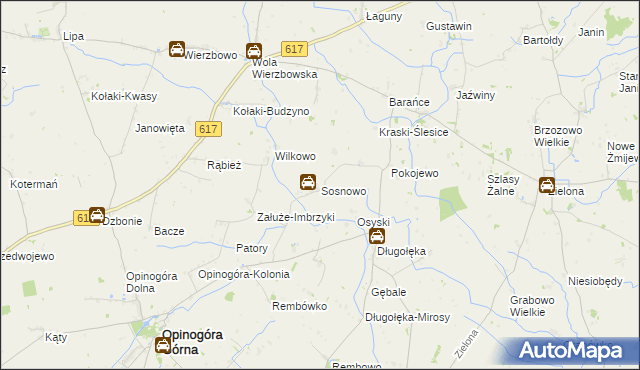 mapa Sosnowo gmina Opinogóra Górna, Sosnowo gmina Opinogóra Górna na mapie Targeo