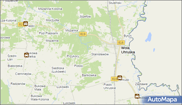 mapa Stanisławów gmina Wola Uhruska, Stanisławów gmina Wola Uhruska na mapie Targeo