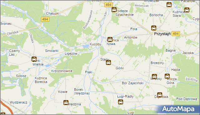 mapa Stany gmina Przystajń, Stany gmina Przystajń na mapie Targeo