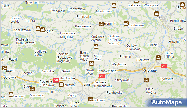 mapa Stara Wieś gmina Grybów, Stara Wieś gmina Grybów na mapie Targeo