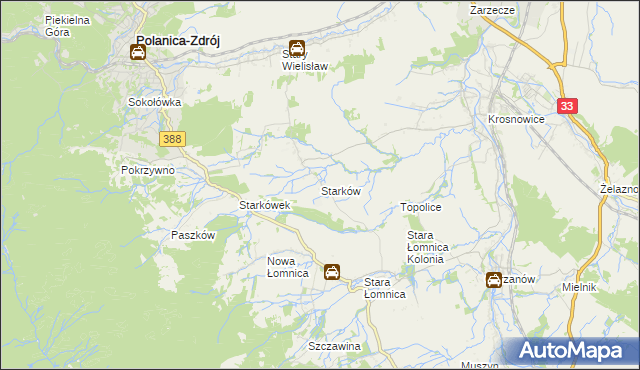 mapa Starków gmina Kłodzko, Starków gmina Kłodzko na mapie Targeo