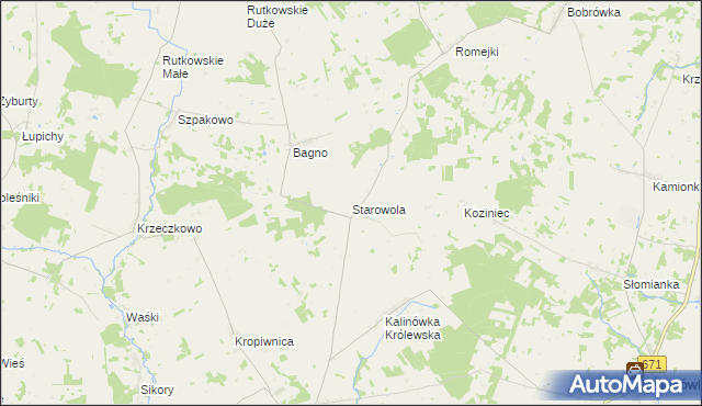 mapa Starowola gmina Jaświły, Starowola gmina Jaświły na mapie Targeo