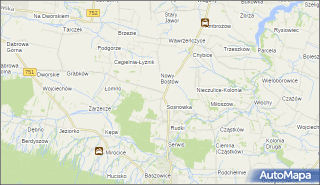 mapa Stary Bostów, Stary Bostów na mapie Targeo