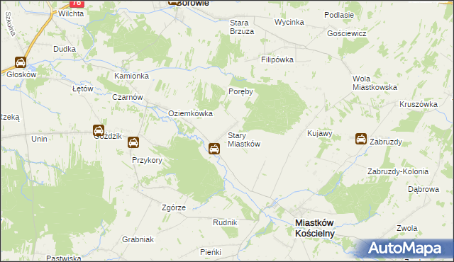 mapa Stary Miastków, Stary Miastków na mapie Targeo
