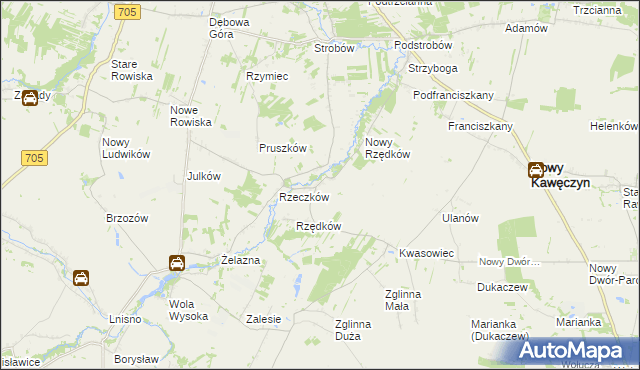 mapa Stary Rzędków, Stary Rzędków na mapie Targeo