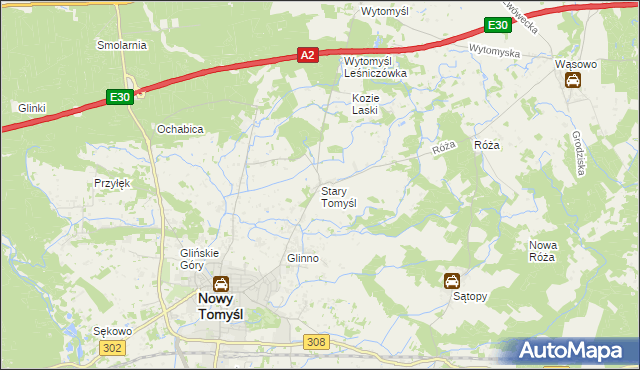 mapa Stary Tomyśl, Stary Tomyśl na mapie Targeo