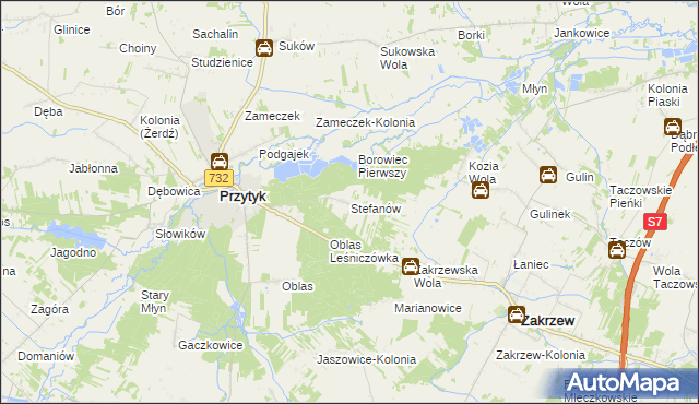 mapa Stefanów gmina Przytyk, Stefanów gmina Przytyk na mapie Targeo