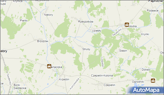 mapa Strusy, Strusy na mapie Targeo