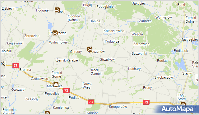 mapa Strzałków gmina Stopnica, Strzałków gmina Stopnica na mapie Targeo