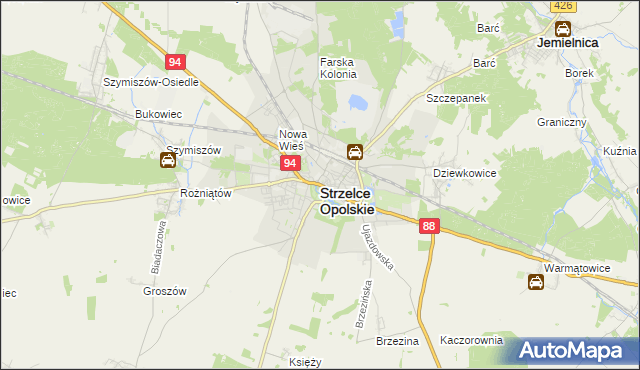 mapa Strzelce Opolskie, Strzelce Opolskie na mapie Targeo