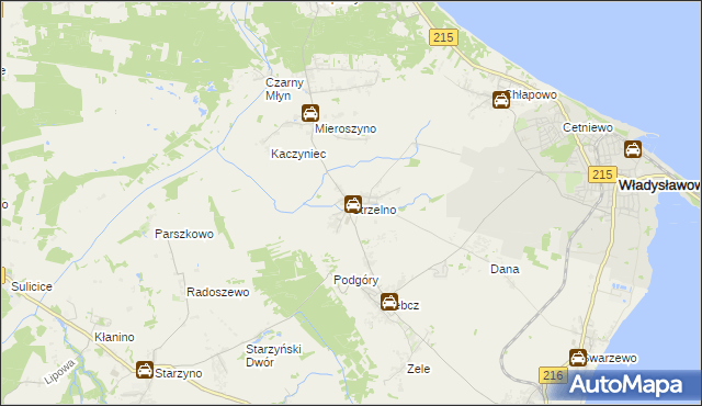 mapa Strzelno gmina Puck, Strzelno gmina Puck na mapie Targeo