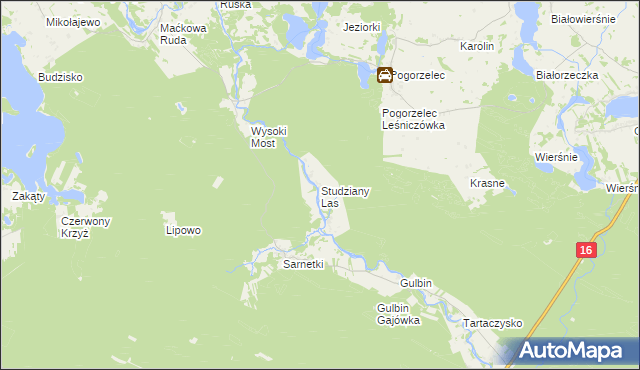 mapa Studziany Las, Studziany Las na mapie Targeo
