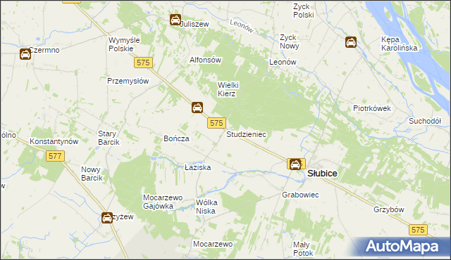 mapa Studzieniec gmina Słubice, Studzieniec gmina Słubice na mapie Targeo