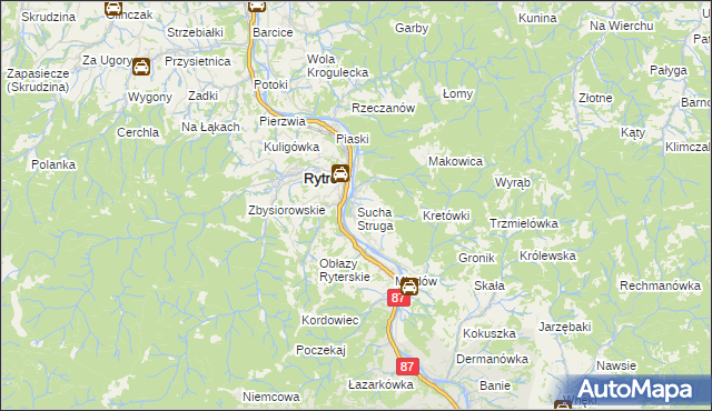 mapa Sucha Struga, Sucha Struga na mapie Targeo