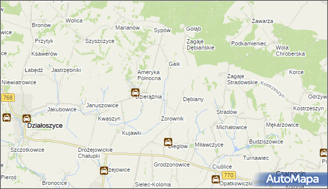 mapa Sudół gmina Działoszyce, Sudół gmina Działoszyce na mapie Targeo