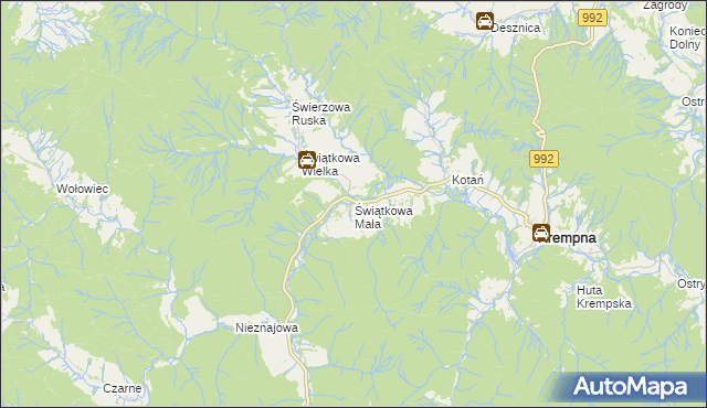 mapa Świątkowa Mała, Świątkowa Mała na mapie Targeo