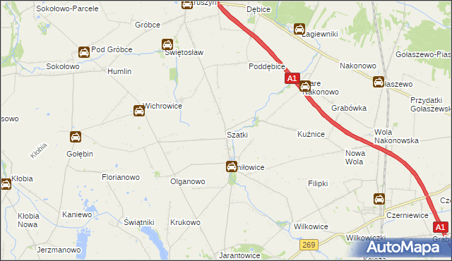 mapa Szatki gmina Choceń, Szatki gmina Choceń na mapie Targeo