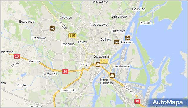 mapa Szczecina, Szczecin na mapie Targeo