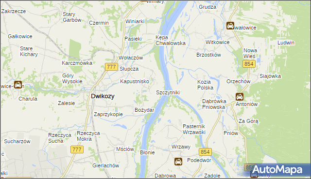 mapa Szczytniki gmina Dwikozy, Szczytniki gmina Dwikozy na mapie Targeo
