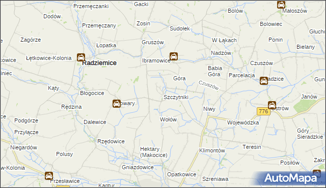 mapa Szczytniki gmina Proszowice, Szczytniki gmina Proszowice na mapie Targeo