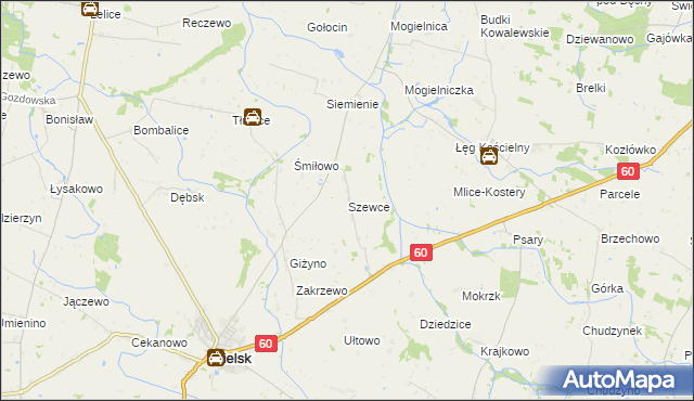 mapa Szewce gmina Bielsk, Szewce gmina Bielsk na mapie Targeo