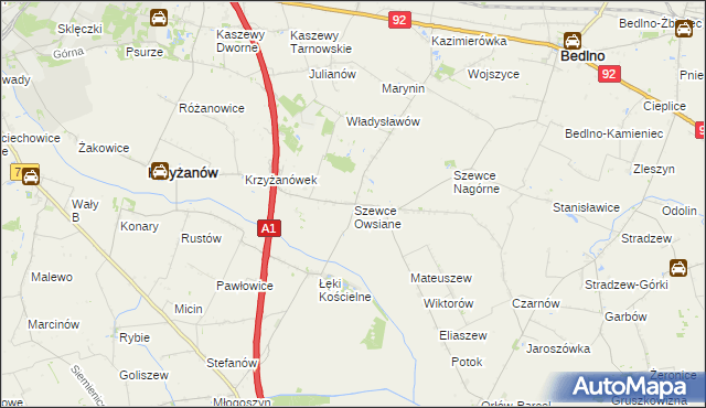 mapa Szewce Owsiane, Szewce Owsiane na mapie Targeo