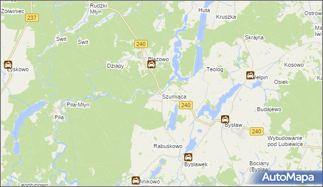 mapa Szumiąca gmina Lubiewo, Szumiąca gmina Lubiewo na mapie Targeo