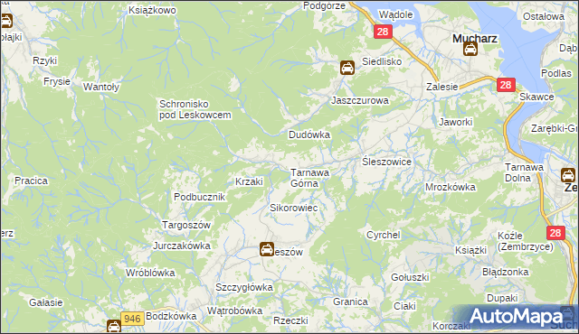 mapa Tarnawa Górna gmina Zembrzyce, Tarnawa Górna gmina Zembrzyce na mapie Targeo