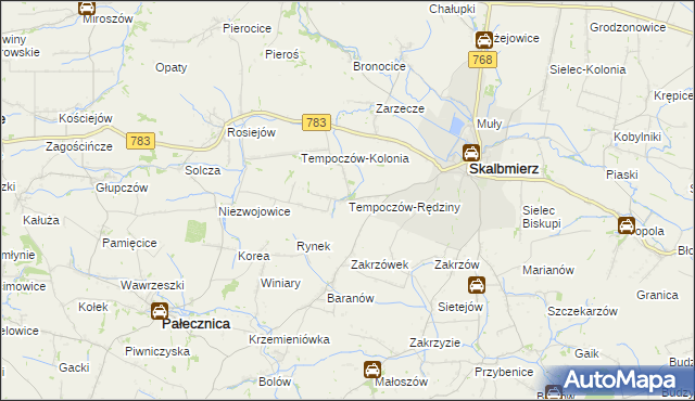 mapa Tempoczów-Rędziny, Tempoczów-Rędziny na mapie Targeo