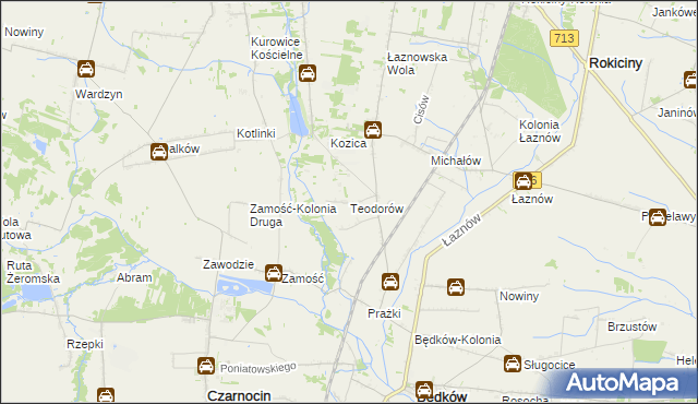 mapa Teodorów gmina Będków, Teodorów gmina Będków na mapie Targeo