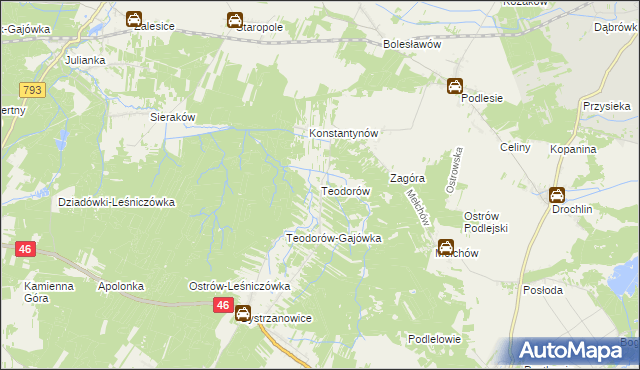 mapa Teodorów gmina Janów, Teodorów gmina Janów na mapie Targeo