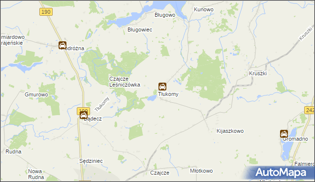 mapa Tłukomy, Tłukomy na mapie Targeo