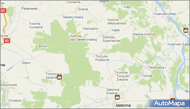 mapa Toczyski Podborne, Toczyski Podborne na mapie Targeo