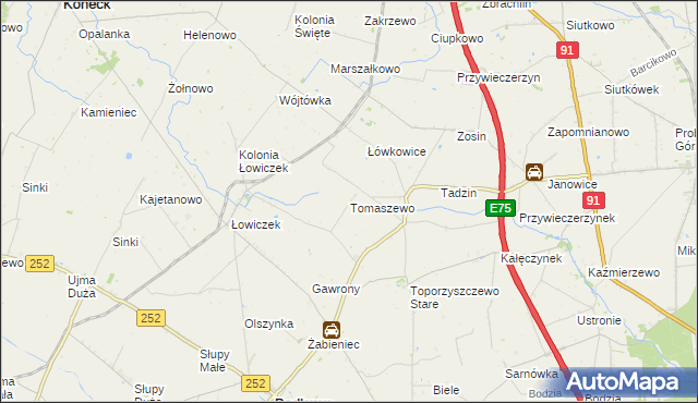 mapa Tomaszewo gmina Bądkowo, Tomaszewo gmina Bądkowo na mapie Targeo