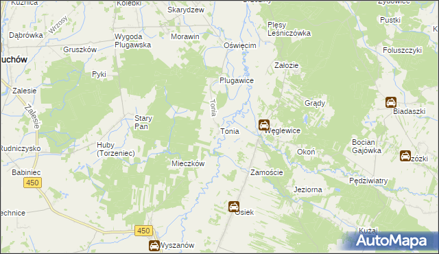 mapa Tonia gmina Doruchów, Tonia gmina Doruchów na mapie Targeo