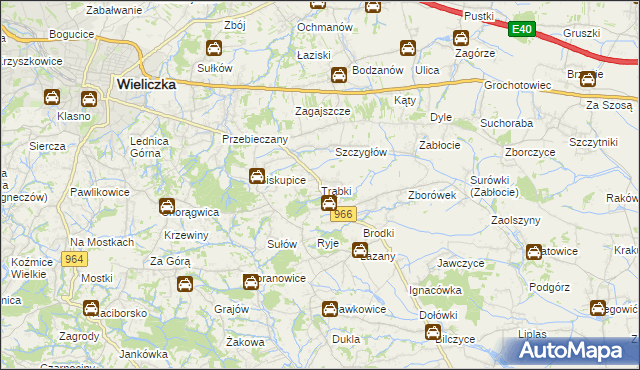 mapa Trąbki gmina Biskupice, Trąbki gmina Biskupice na mapie Targeo