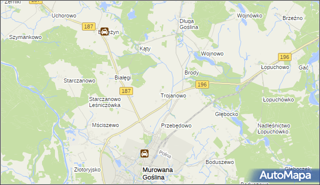 mapa Trojanowo gmina Murowana Goślina, Trojanowo gmina Murowana Goślina na mapie Targeo