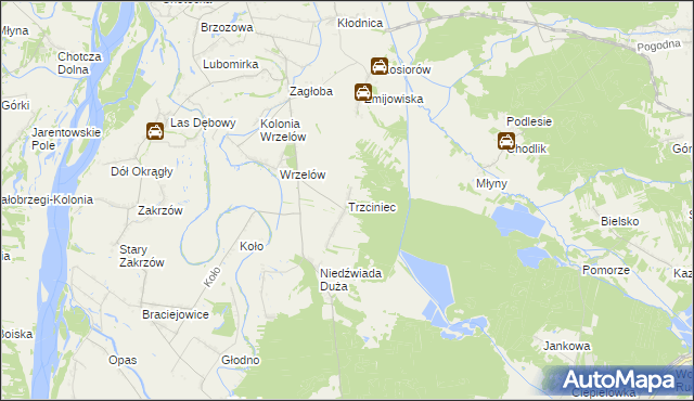 mapa Trzciniec gmina Łaziska, Trzciniec gmina Łaziska na mapie Targeo