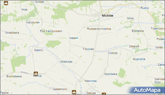 mapa Trzciniec gmina Michów, Trzciniec gmina Michów na mapie Targeo
