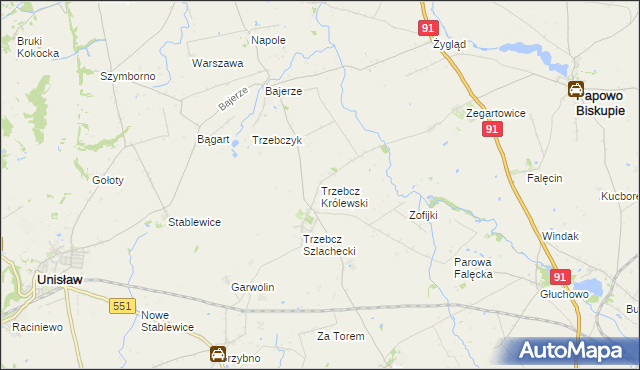 mapa Trzebcz Królewski, Trzebcz Królewski na mapie Targeo