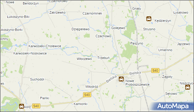 mapa Trzebuń gmina Stara Biała, Trzebuń gmina Stara Biała na mapie Targeo
