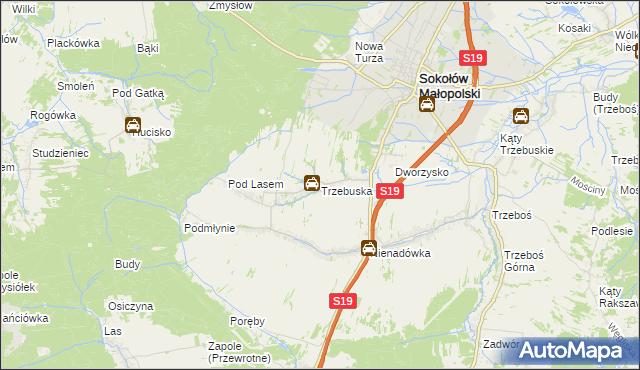 mapa Trzebuska, Trzebuska na mapie Targeo