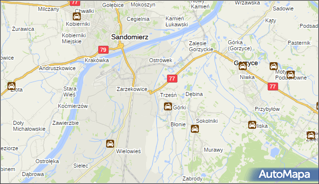 mapa Trześń gmina Gorzyce, Trześń gmina Gorzyce na mapie Targeo