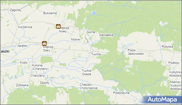 mapa Tuchla, Tuchla na mapie Targeo