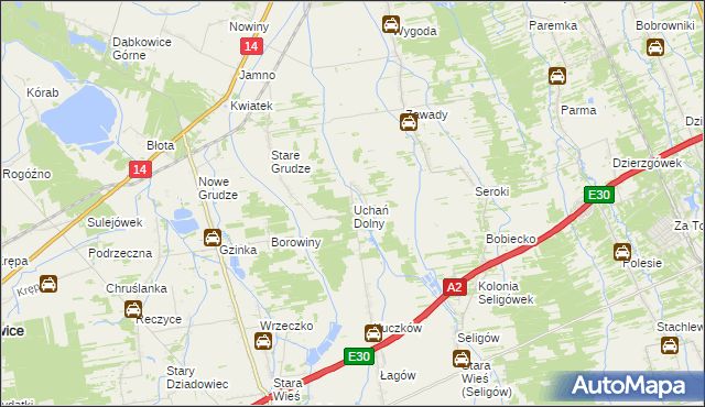 mapa Uchań Dolny, Uchań Dolny na mapie Targeo