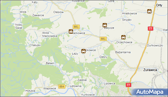 mapa Ujkowice, Ujkowice na mapie Targeo