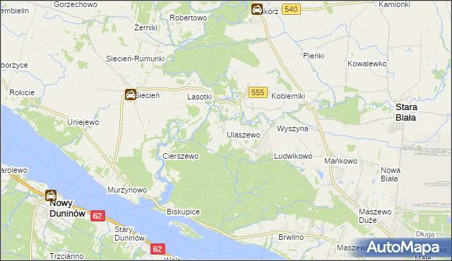mapa Ulaszewo, Ulaszewo na mapie Targeo